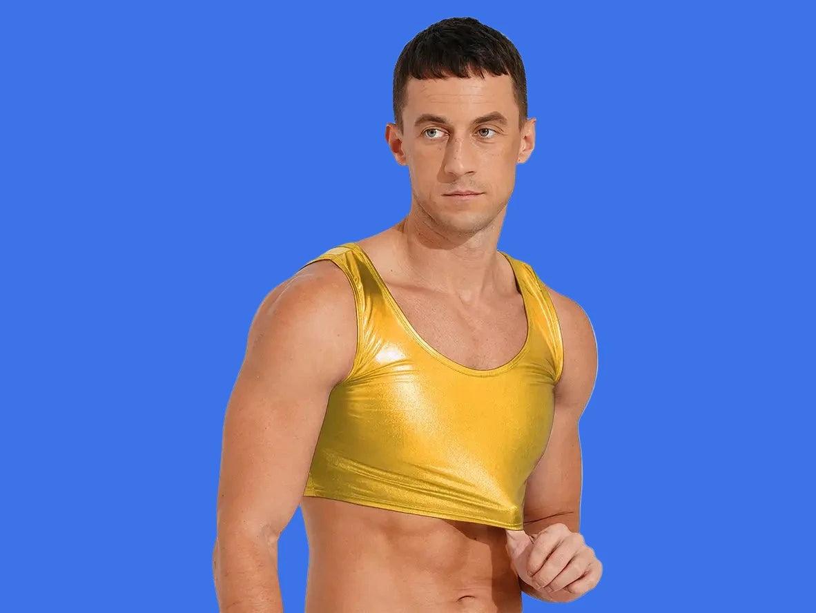 Gay Crop Tops | Clubwear Party Metallic Stretchy Crop Top