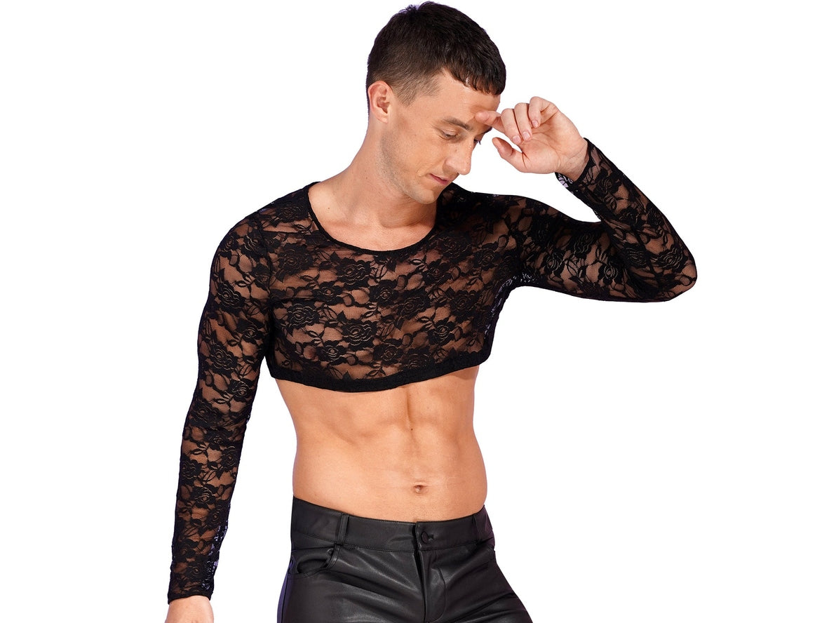 Gay Crop Tops | Lace Long Sleeve Crop Top