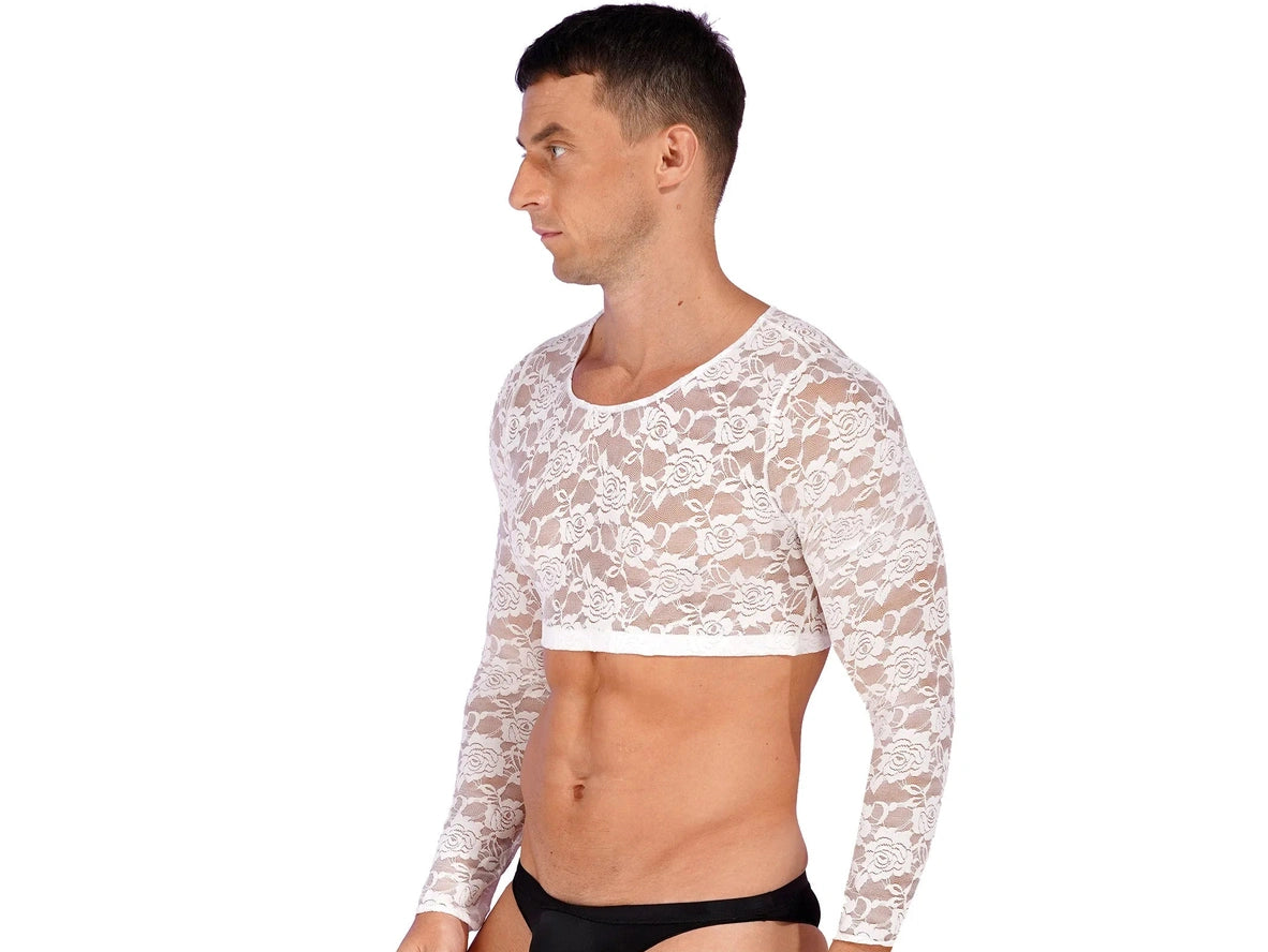 Gay Crop Tops | Lace Long Sleeve Crop Top