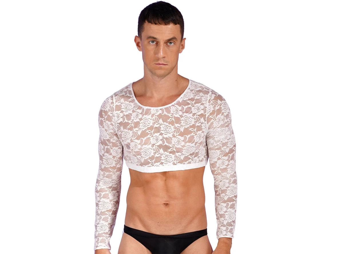 Gay Crop Tops | Lace Long Sleeve Crop Top