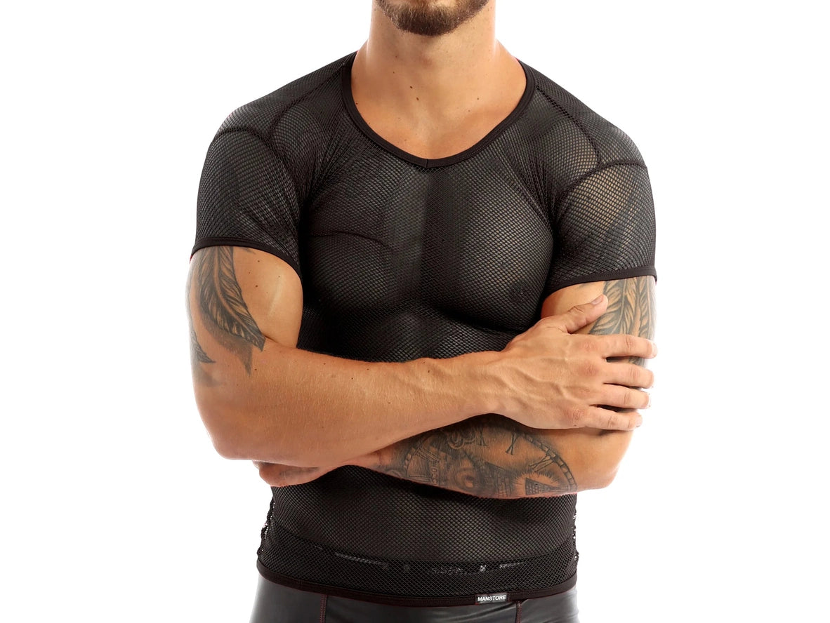 Gay Fashion Top | Clubwear Black Mesh See Through Top