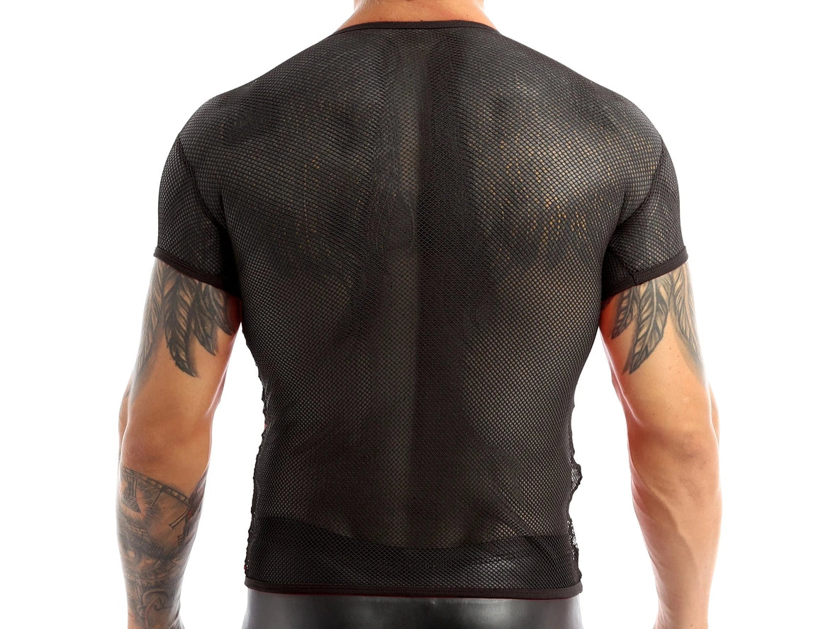 Gay Fashion Tops | Clubwear Black Mesh See Through Top