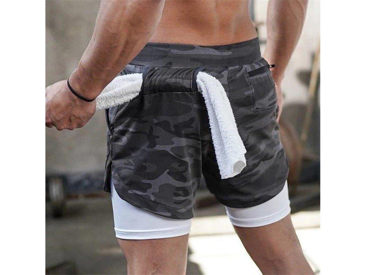 Gay Gym Shorts | GITF Activewear Quick Dry 2 in 1 Sports Camo Compression Shorts