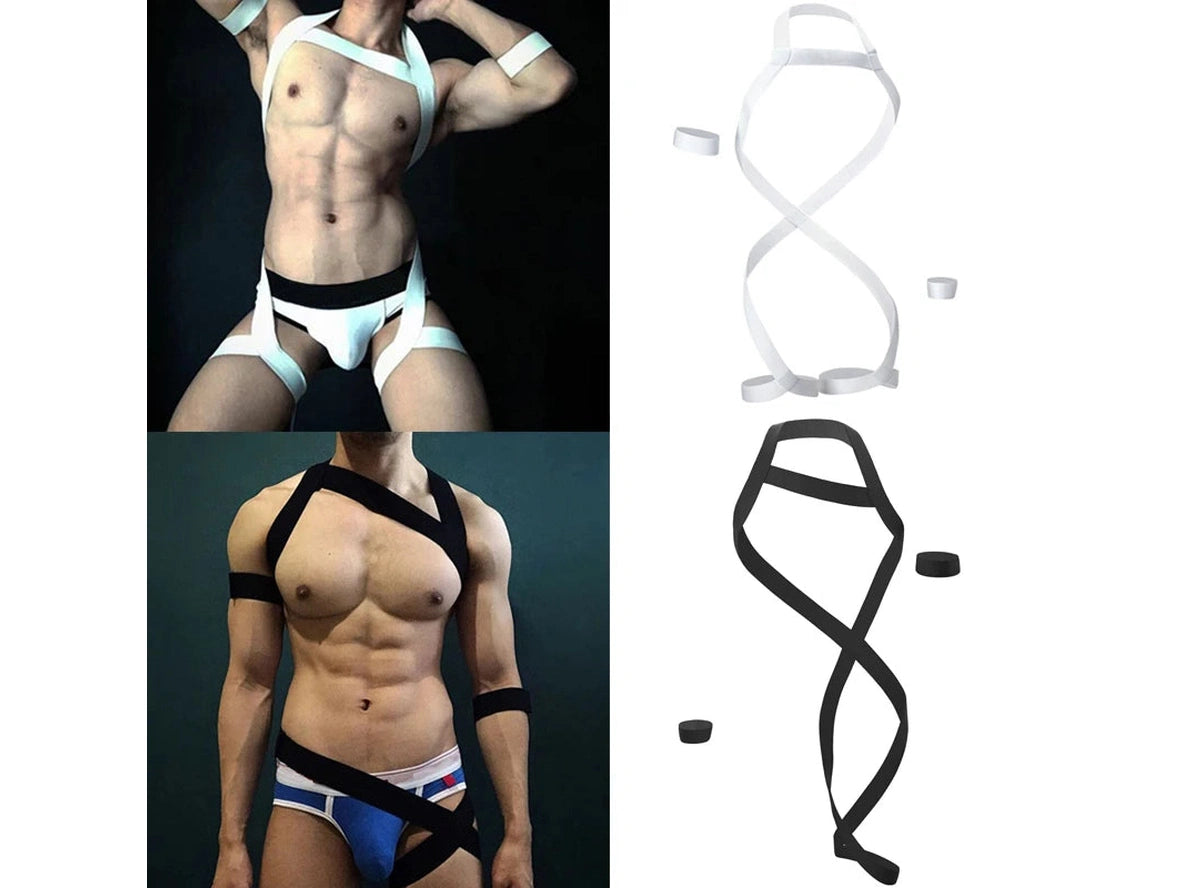 Gay Harness | Sexy Body Chest Harness + One Armband + One Wristband in 2 Styles