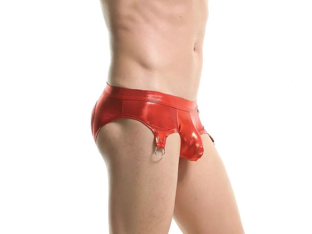 Gay Jock Briefs | Faux Leather Open Butt Briefs