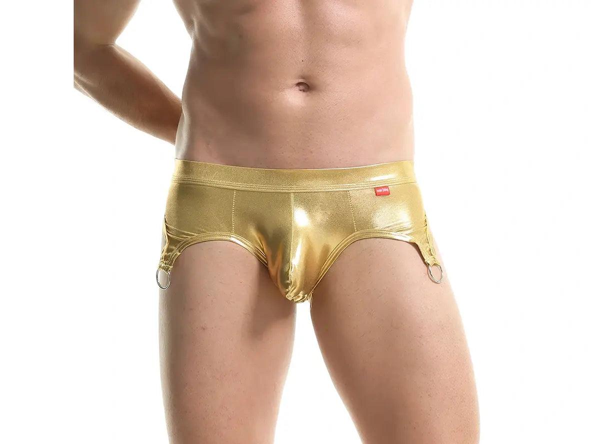 Gay Jock Briefs | Faux Leather Open Butt Briefs