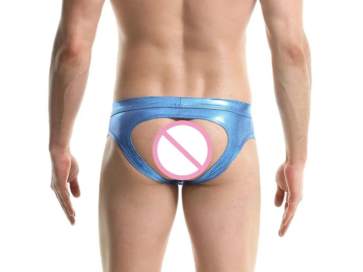 Gay Jock Briefs | Faux Leather Open Butt Briefs