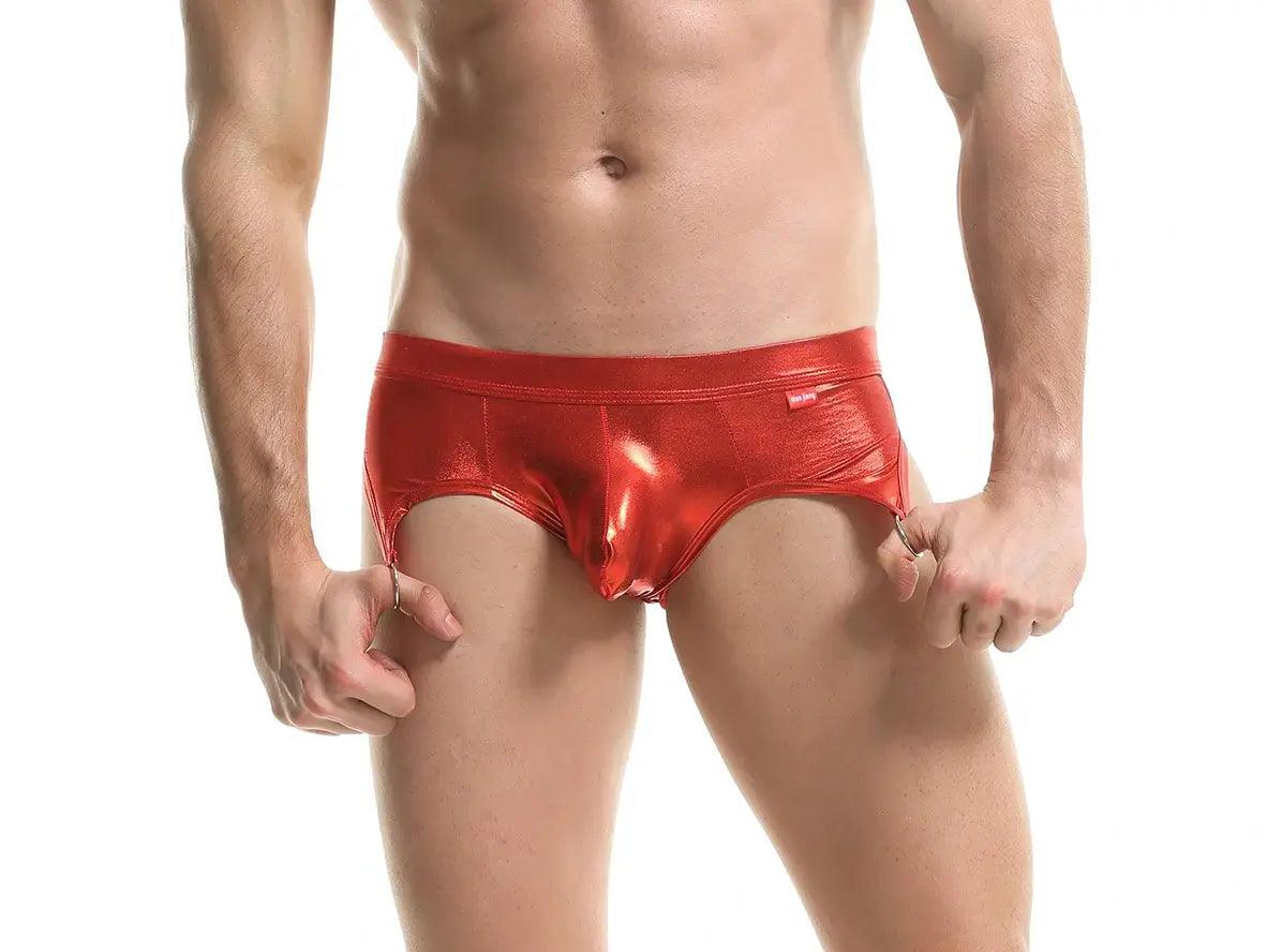 Gay Jock Briefs | Faux Leather Open Butt Briefs