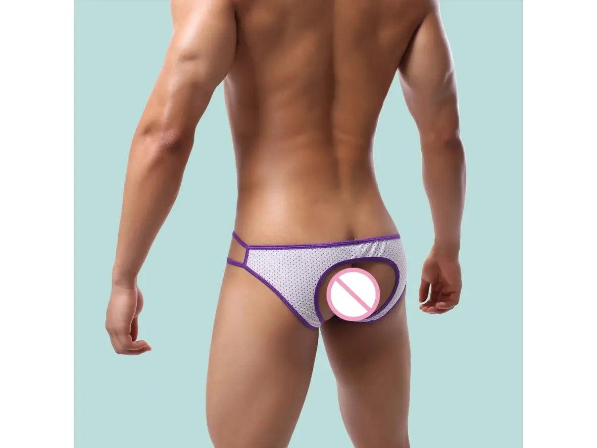 Gay Jock Briefs | Mesh Open Butt Underwear Briefs