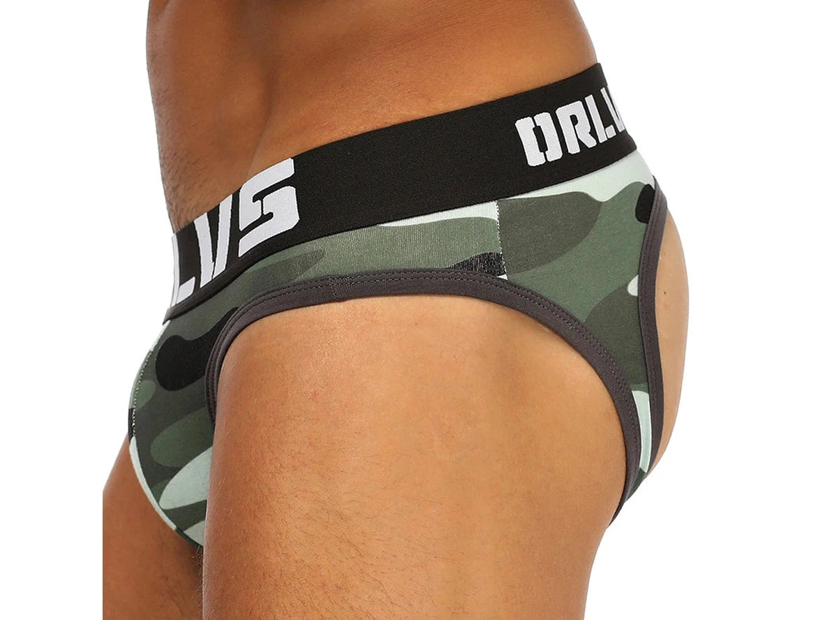 Gay Jock Briefs | ORLVS Camo Open Butt Jock Briefs
