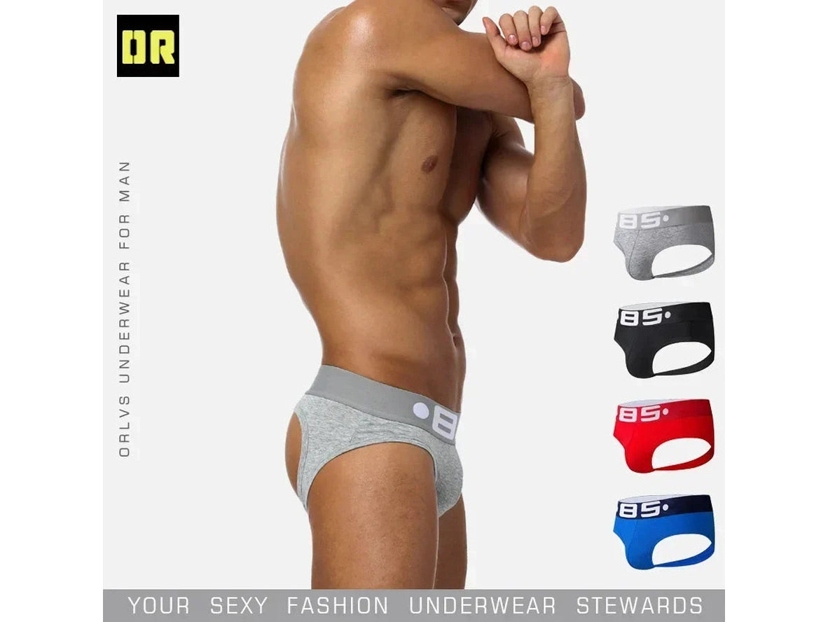Gay Jock Briefs | ORLVS Cotton Open Butt Jock Briefs