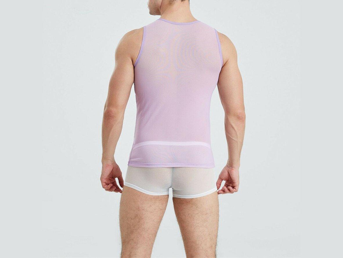 Gay Loungewear | Sleeveless Mesh See-Through Sheer Shirt
