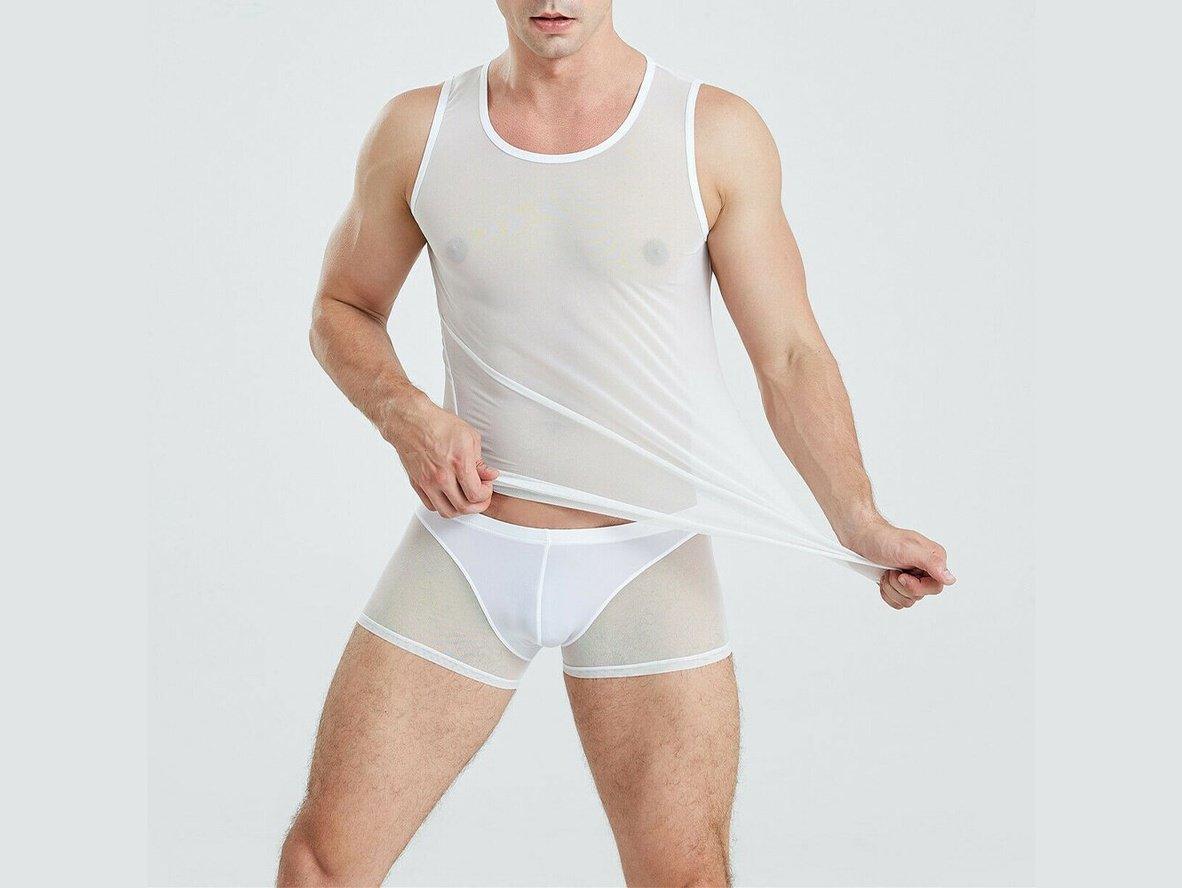 Gay Loungewear | Sleeveless Mesh See-Through Sheer Shirt
