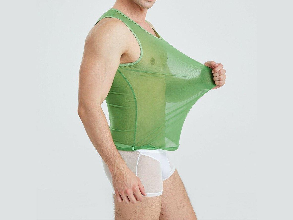 Gay Loungewear | Sleeveless Mesh See-Through Sheer Shirt