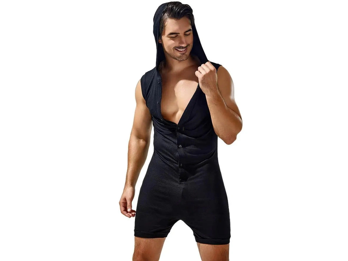 Gay Loungewear | TAUWELL Sleeveless Hooded Bodysuit
