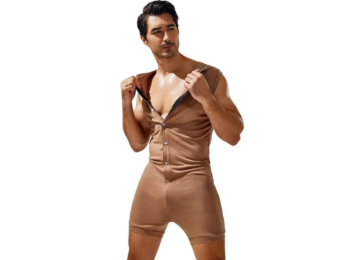Gay Loungewear | TAUWELL Sleeveless Hooded Bodysuit