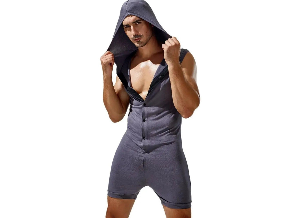 Gay Loungewear | TAUWELL Sleeveless Hooded Bodysuit