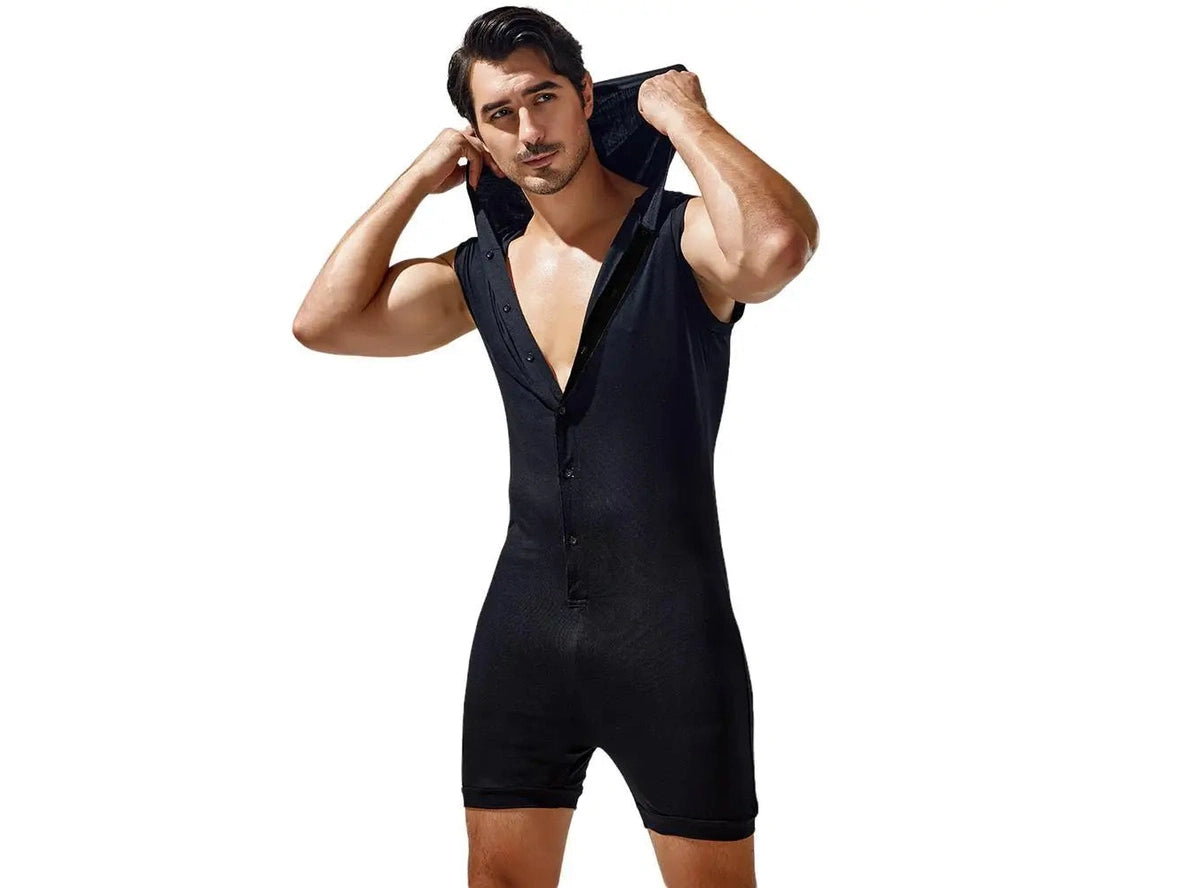 Gay Loungewear | TAUWELL Sleeveless Hooded Bodysuit