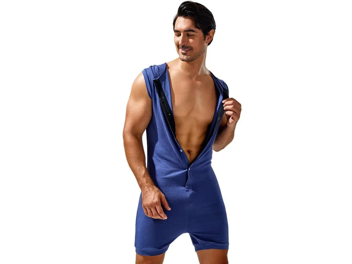 Gay Loungewear | TAUWELL Sleeveless Hooded Bodysuit