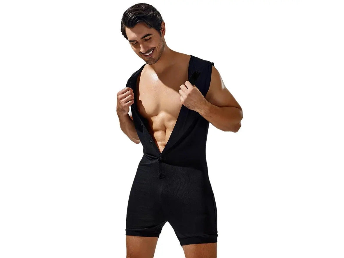 Gay Loungewear | TAUWELL Sleeveless Hooded Bodysuit