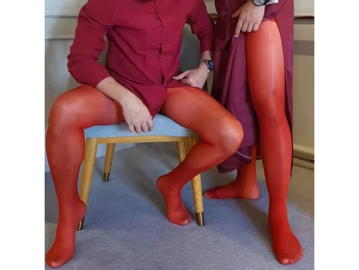 Gay Pantyhose | Glossy Red Transparent Bodystockings