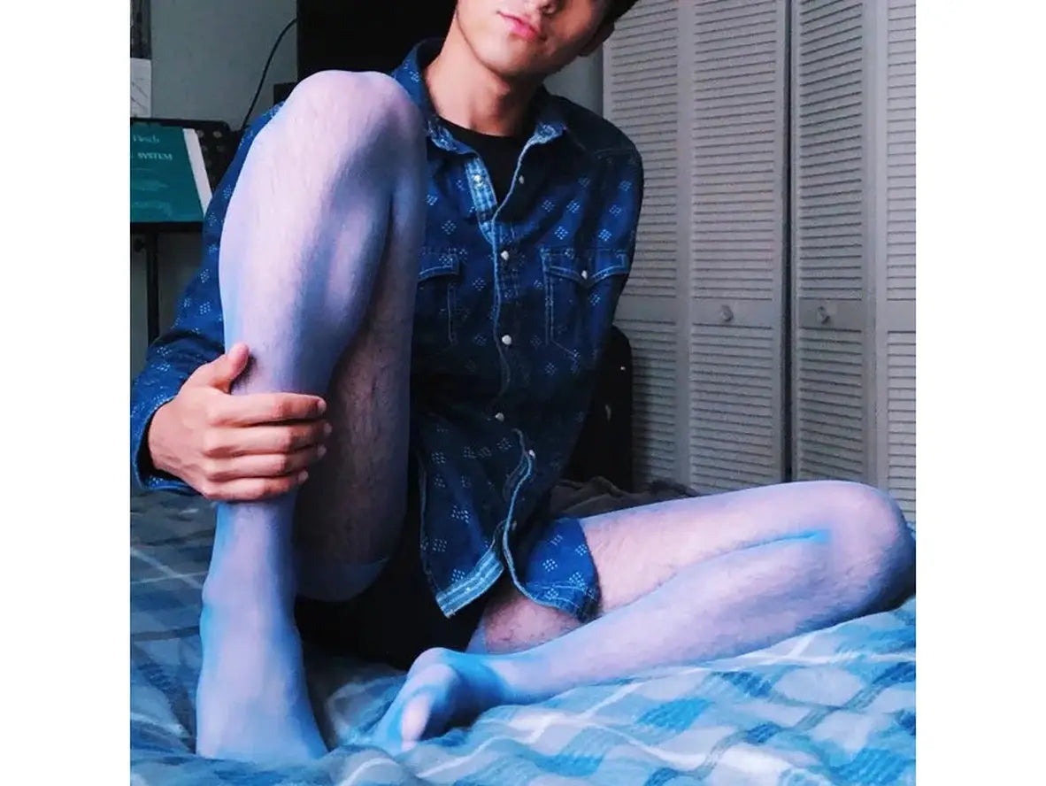 Gay Pantyhose | Sexy Sheer Blue Stockings