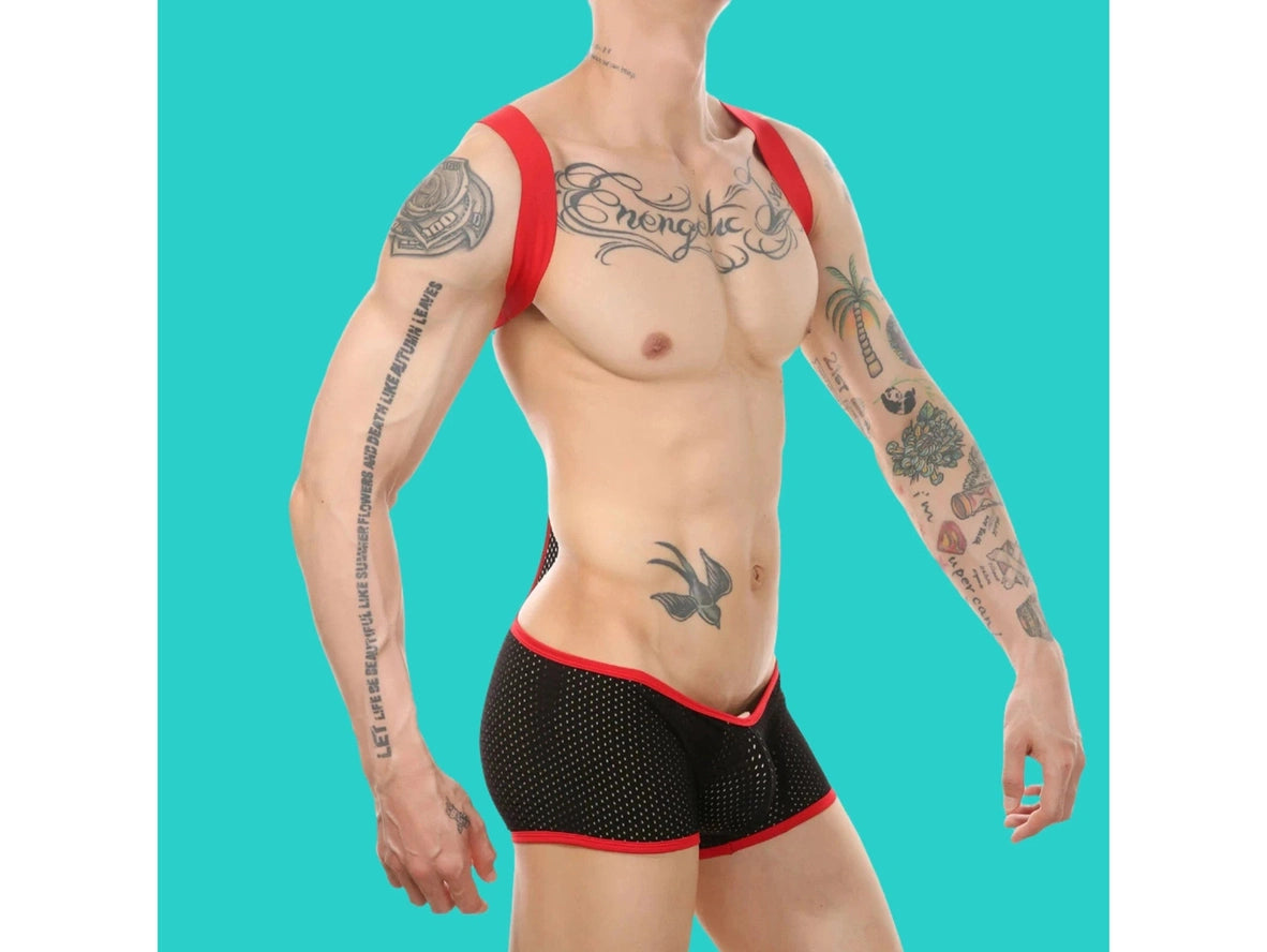 Gay Singlets | Contrast Color Mesh Gym Singlet