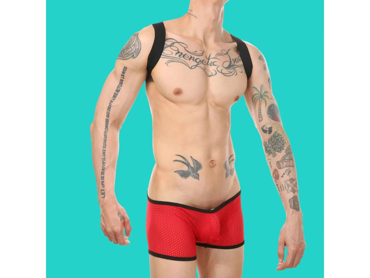 Gay Singlets | Contrast Color Mesh Gym Singlet