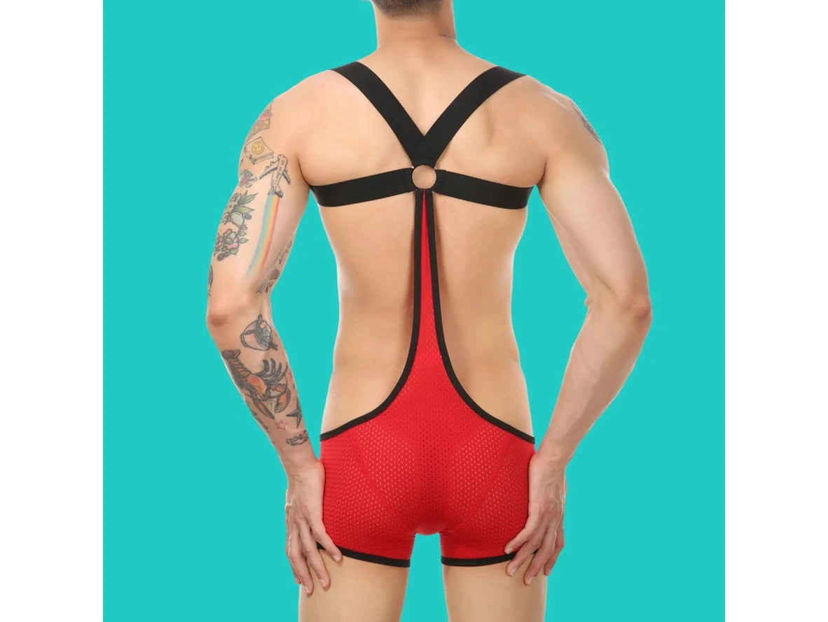 Gay Singlets | Contrast Color Mesh Gym Singlet