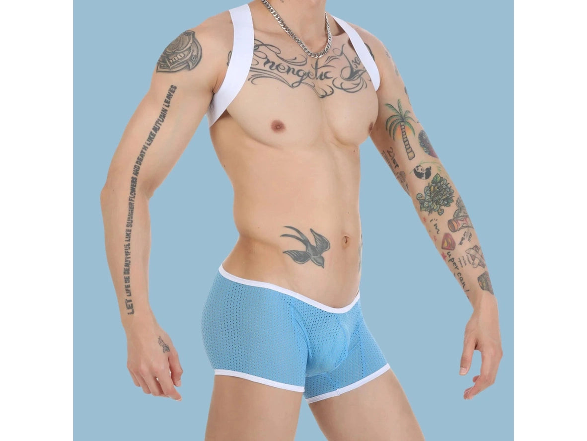 Gay Singlets | Contrast Color Mesh Gym Singlet