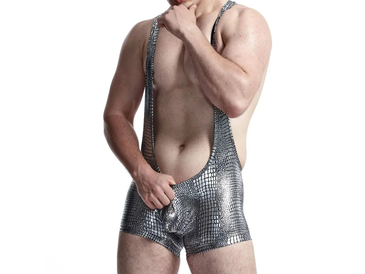 Gay Singlets | Faux Leather Snake Print Singlets