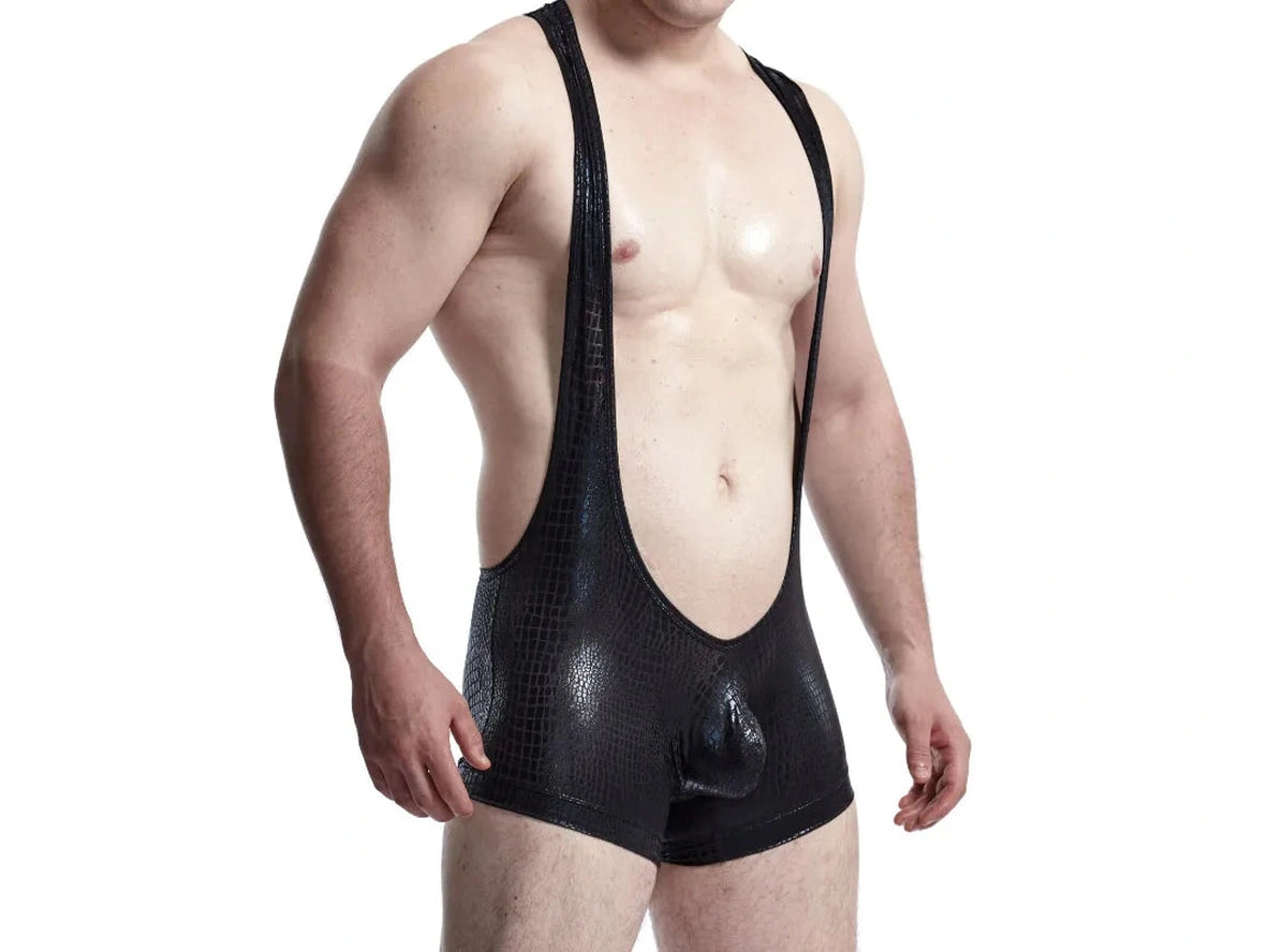 Gay Singlets | Faux Leather Snake Print Singlets