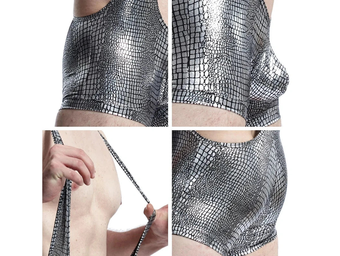 Gay Singlets | Faux Leather Snake Print Singlets