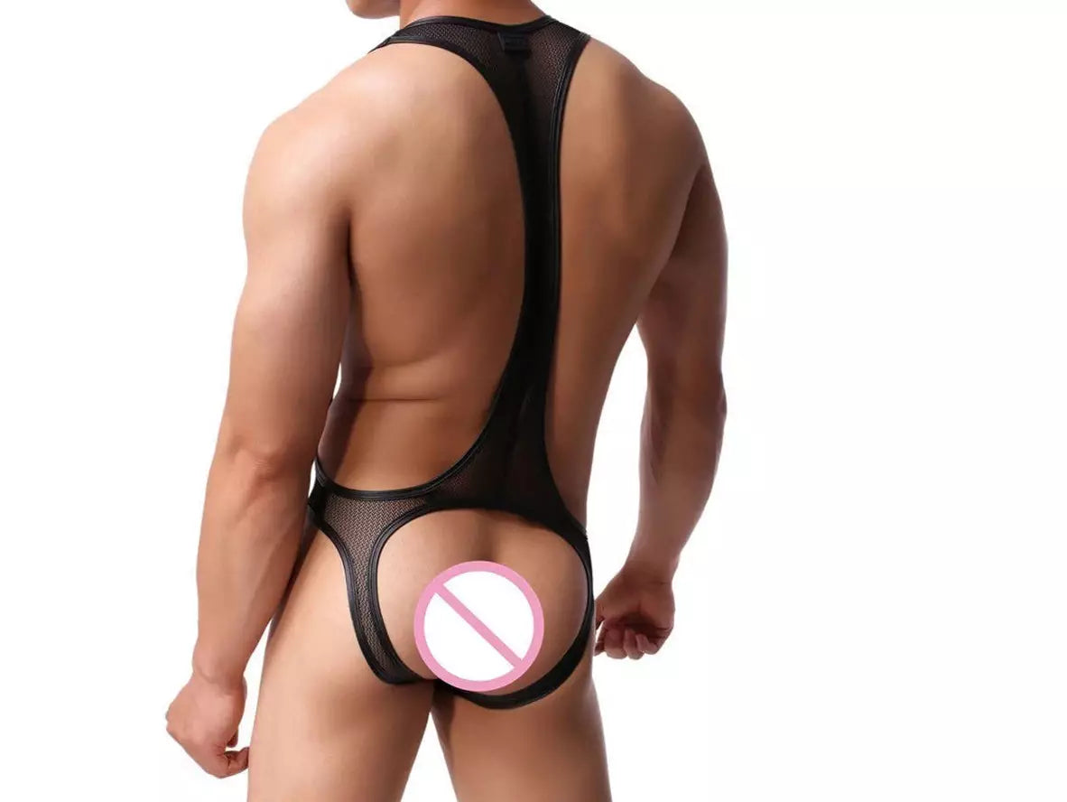 Gay Singlets | JJSOX Activewear Transparent Mesh Open Butt Singlet