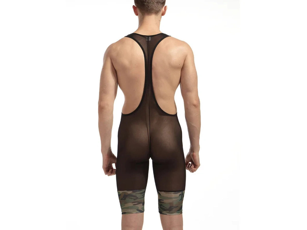 Gay Singlets | See-through Mesh Camo Singlets