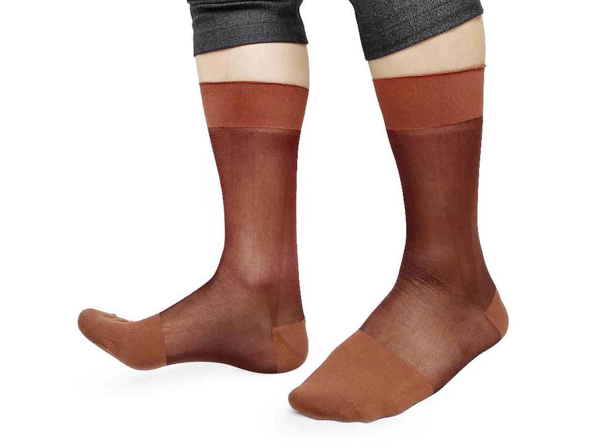 Gay Socks | Coffee Color Nylon Dress Socks