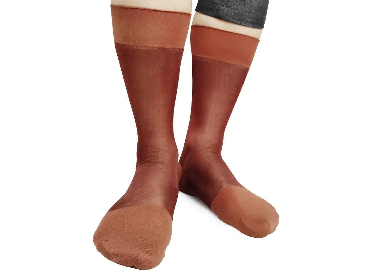 Gay Socks | Coffee Color Nylon Dress Socks