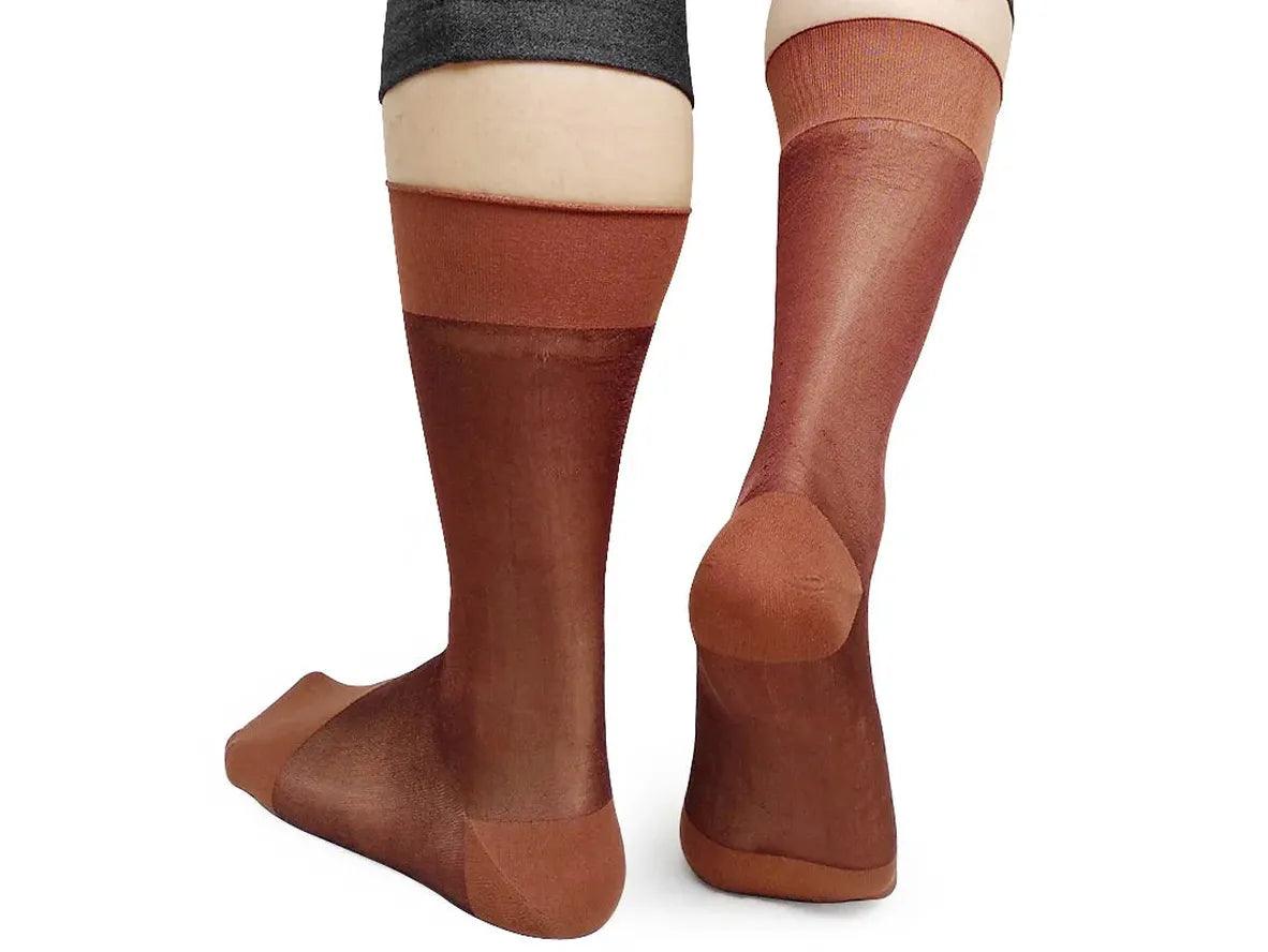 Gay Socks | Coffee Color Nylon Dress Socks