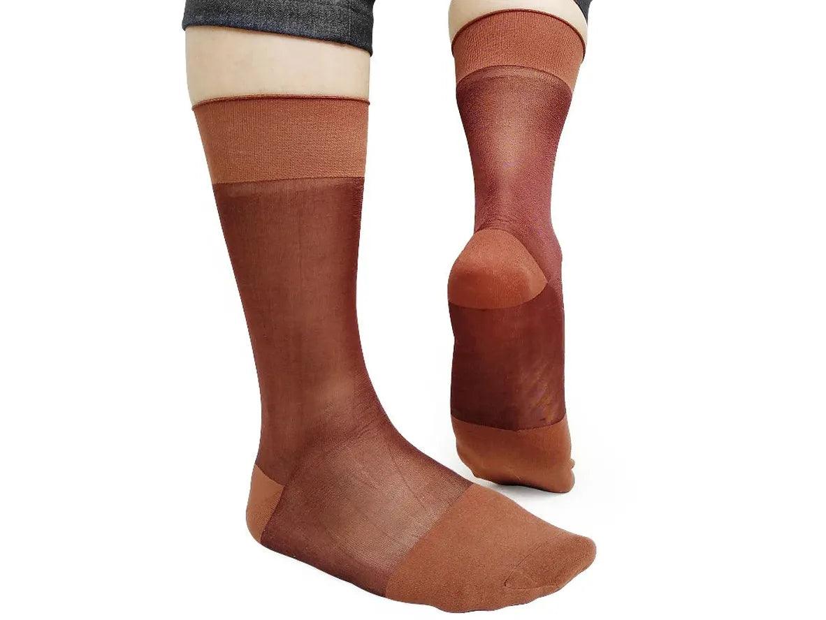 Gay Socks | Coffee Color Nylon Dress Socks