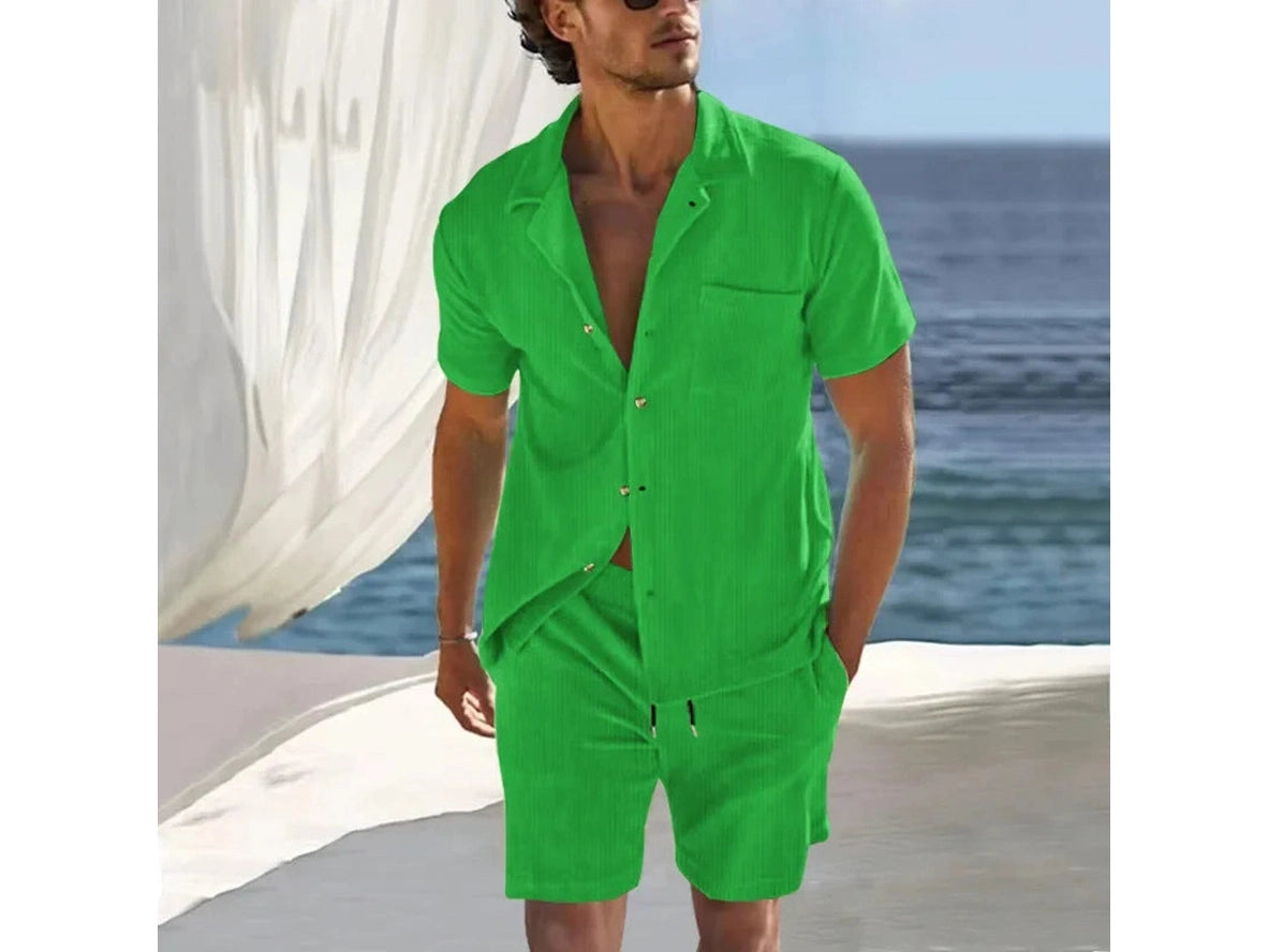 Gay Summer Outfits | Casual Button-down Lapel Shirt and Shorts