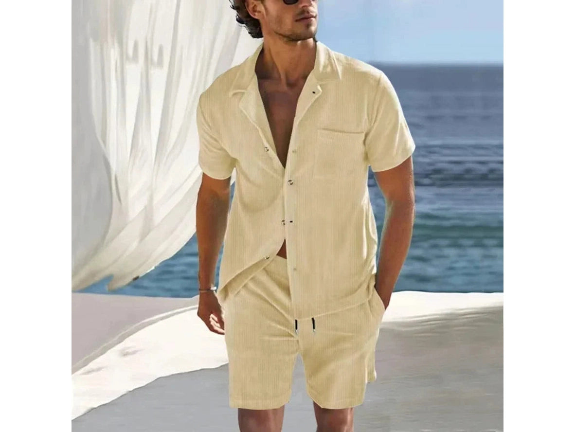 Gay Summer Outfits | Casual Button-down Lapel Shirt and Shorts