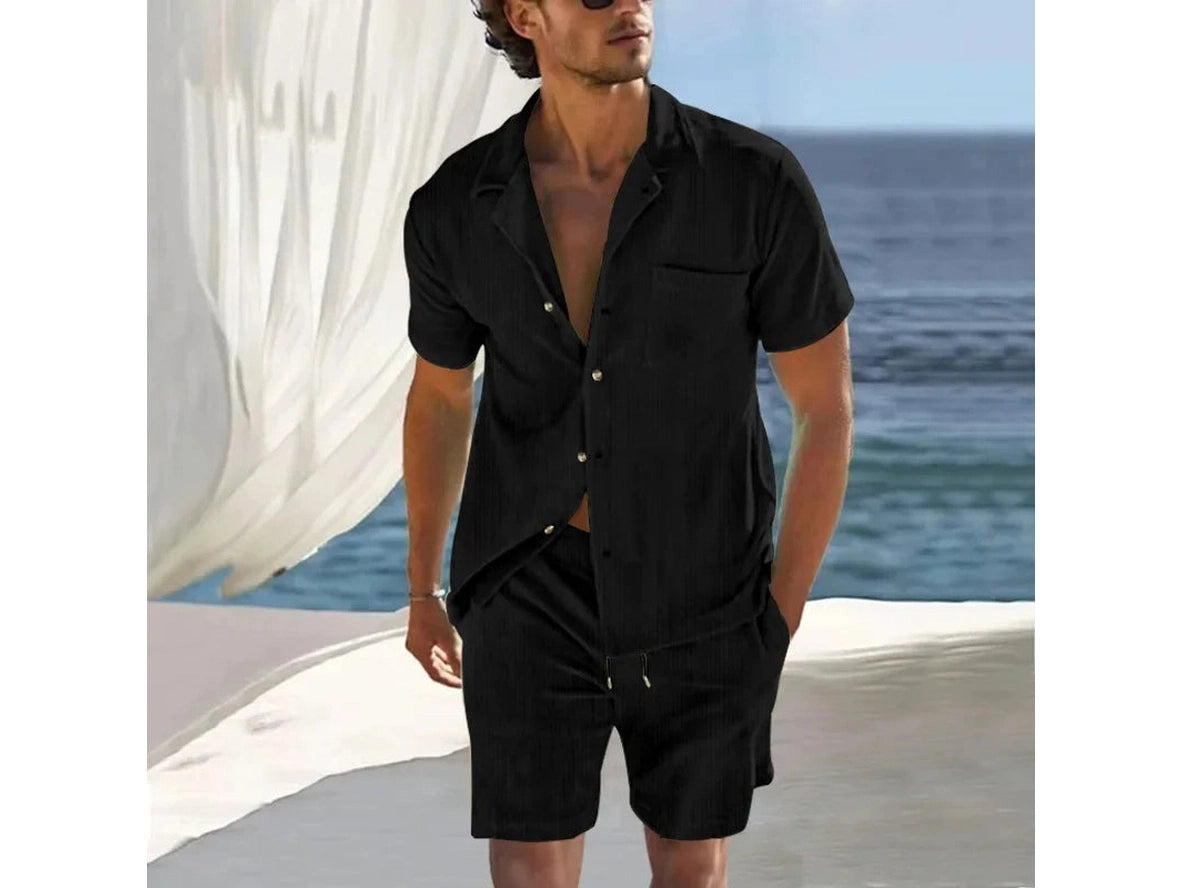 Gay Summer Outfits | Casual Button-down Lapel Shirt and Shorts