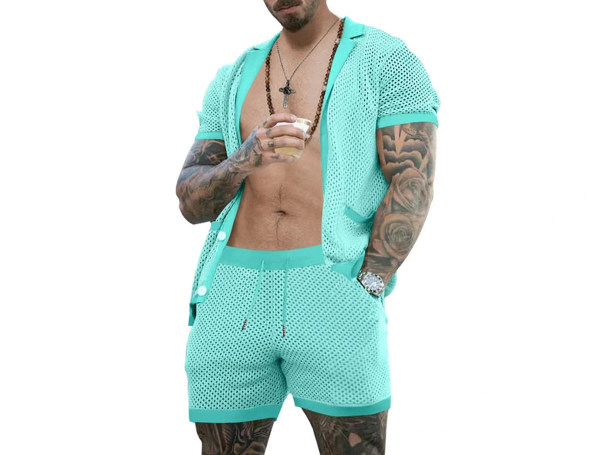 Gay Summer Outfits | Mesh Shirt with Matching Semi-Transparent Shorts