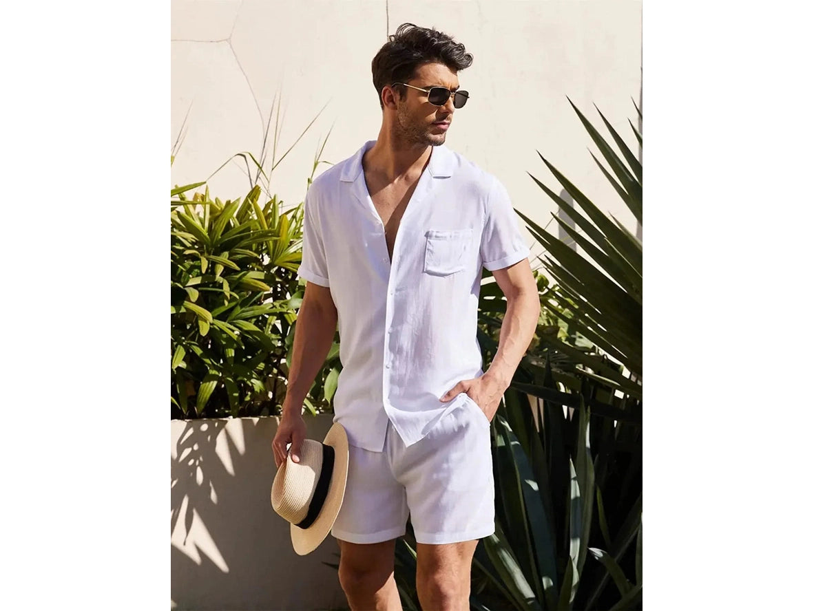 Gay Summer Outfits | Short Sleeve Loose Casual Shirt and Shorts
