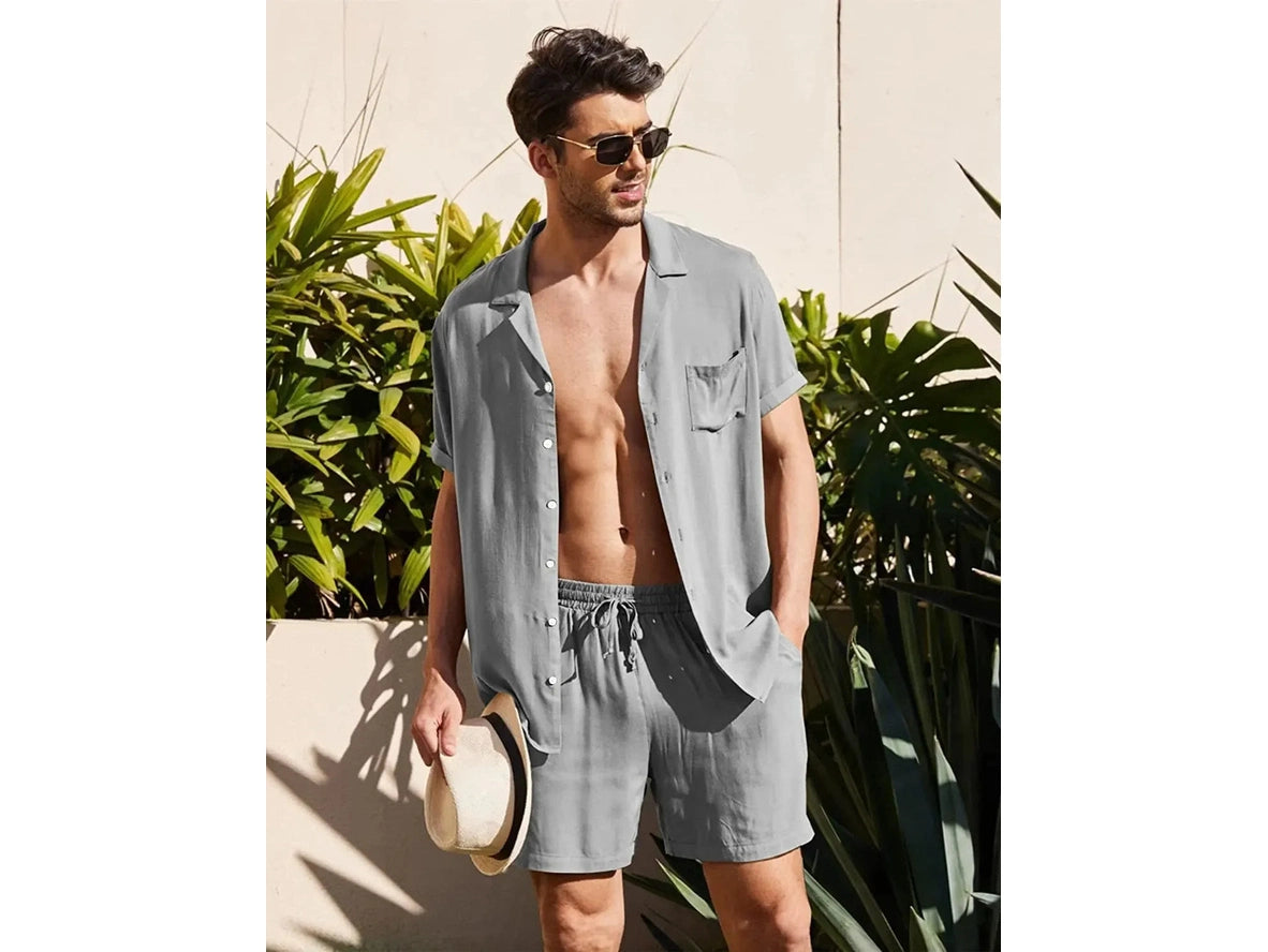 Gay Summer Outfits | Short Sleeve Loose Casual Shirt and Shorts