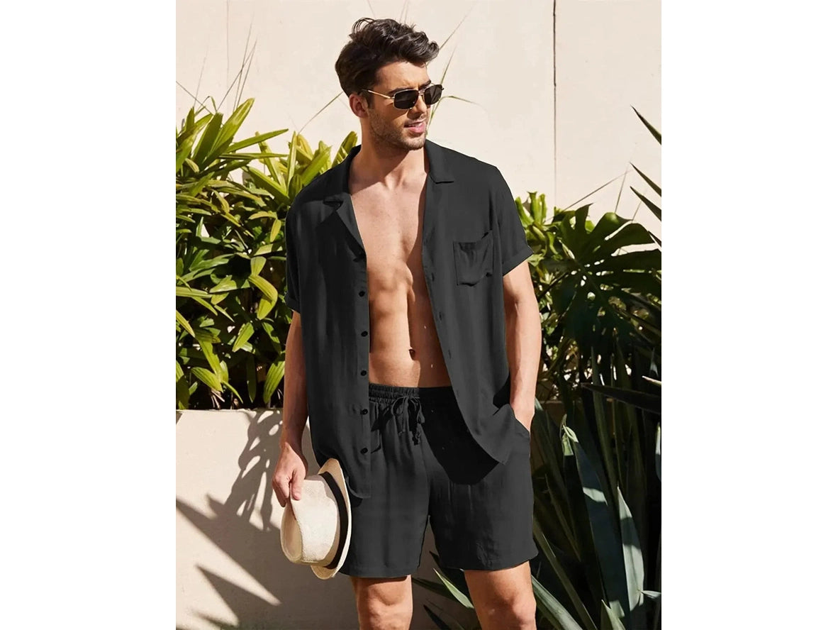 Gay Summer Outfits | Short Sleeve Loose Casual Shirt and Shorts