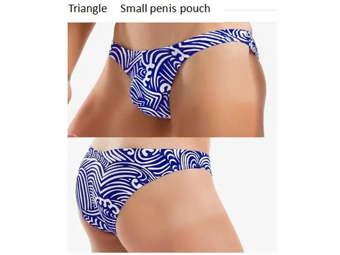 Gay Swim Bikinis | Deep Blue Waive Triangle Swim Bikinis