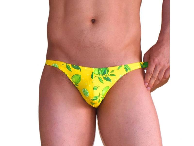 Gay Swim Bikinis | SEOBEAN Ultra Low-Rise Lemon Print Bikinis