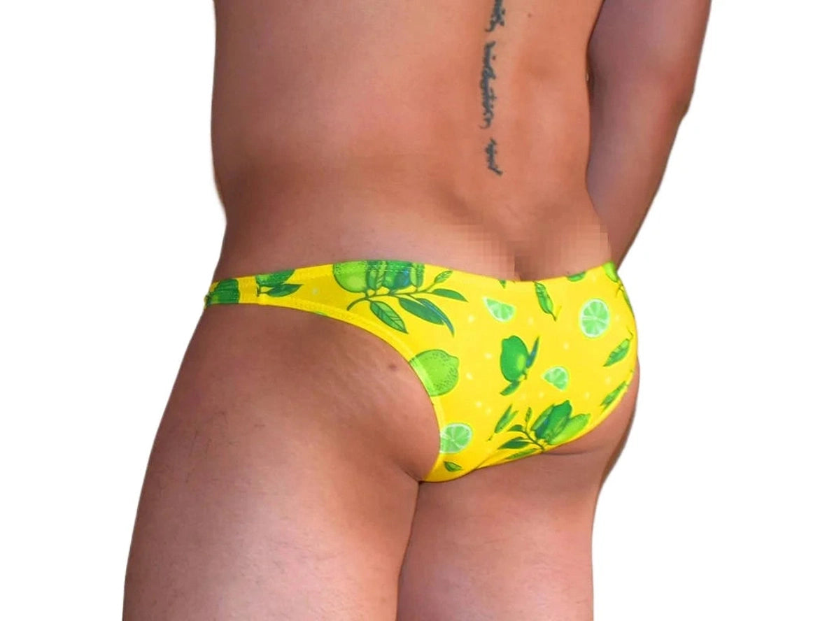 Gay Swim Bikinis | SEOBEAN Ultra Low-Rise Lemon Print Bikinis
