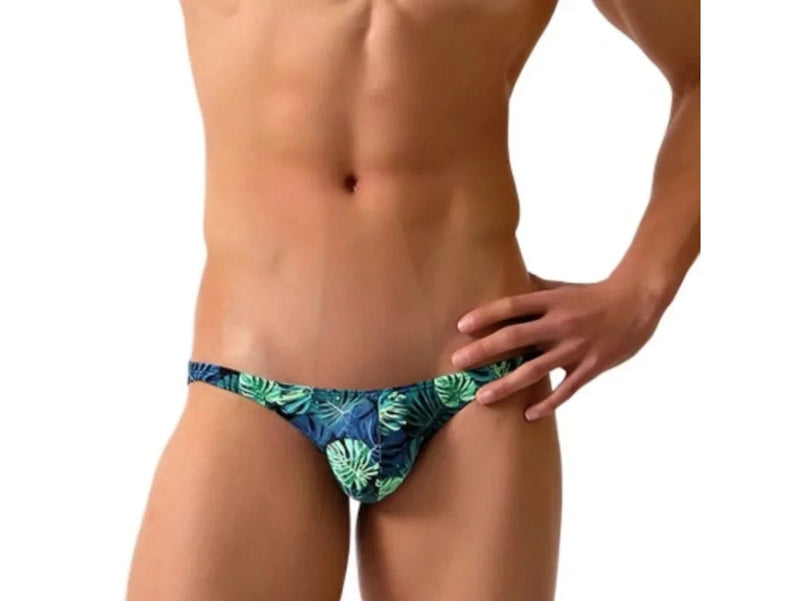 Gay Swim Bikinis | Ultra Low-Rise Green Leaf Bikinis